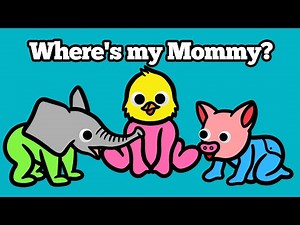 Baby Animals Find Mommy Animals! | Drawing and Coloring with Glitter & Googly Eyes