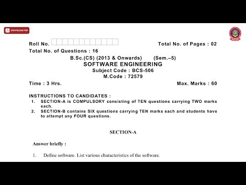 BSC 5TH SEM CS SOFTWARE ENGINEERING JAN 2021 | PTU