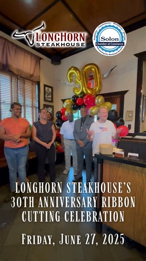 Celebrating 30 Years with LongHorn Steakhouse Solon 🥩🍴 On Friday, the Solon Chamber and City of Solon Ohio had the opportunity to recognize LongHorn Steakhouse’s 30th anniversary at their Solon location with a ribbon cutting! 🎀✂️ It was a pleasure to join community members and city leaders, including the Mayor of Bedford Heights, who stopped by to share his longtime support of the restaurant. 💙💙 Guests enjoyed light refreshments, appetizers, and a welcoming atmosphere that reflected the tea