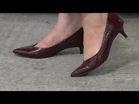 Vionic Leather Kitten Heel Pumps - Josie Croc on QVC