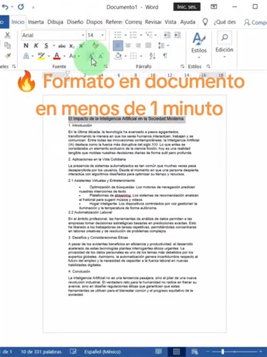 Aprende a dar formato a un documento en menos de 1 minuto 🤓💻 #word #formato #microsoftoffice