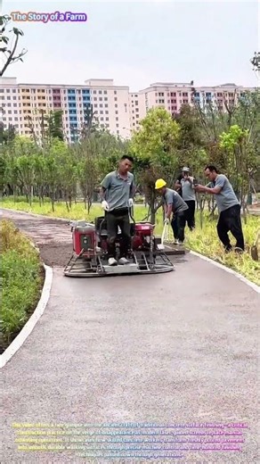 Watch a Ride-On Power Trowel Polish a Fresh Pavement to Perfection! 🛣️⚙️