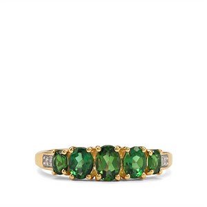Chrome Tourmaline Ring with White Zircon in 9K Gold 1.11cts