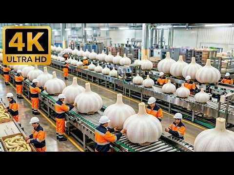 HOW MILLIONS OF GARLIC ARE PROCESSED IN THE FACTORY 🔥 From Fresh Garlic to Powder (100% Automatic)