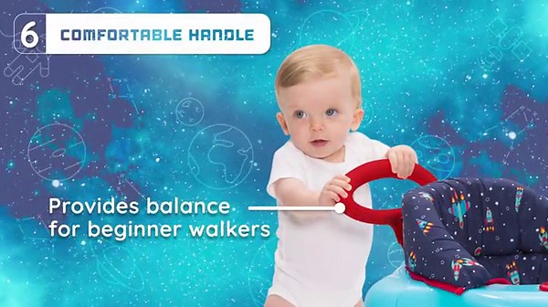 Delta Children First Exploration 2-in-1 Activity Walker - with Music, Removable Play Tray, Push Walker Mode, Machine-Washable, Orbit