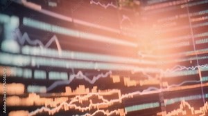 Stock market abstract finance background with motion graph, chart bars and financial information. Global business analyzing