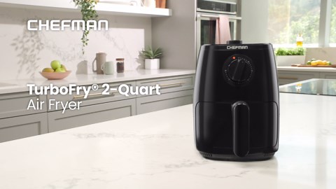 Chefman TurboFry 2-Quart Air Fryer, Dishwasher Safe Basket & Tray, Use Little to No Oil For Healthy Food, 60 Minute Timer, Fry Healthier Meals Fast, Heat And Power Indicator Light, Temp Control, Black