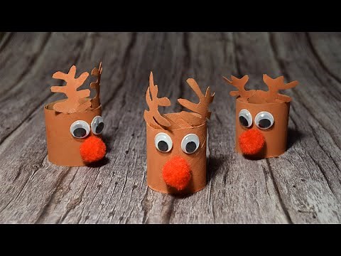 Weihnachtsbasteln: Rentiere aus Papprollen basteln