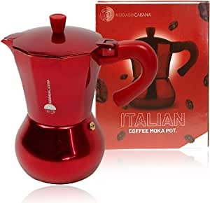6 cup stovetop expresso maker for home-Red Italian coffee maker-small Moka pot brewer-camping greca brewer