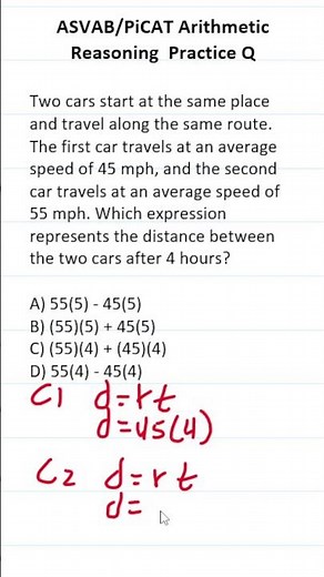 ASVAB/PiCAT Arithmetic Reasoning Practice Test Question: Distance, Rate, and Time (d = rt)