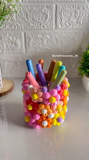 Simply Crafted Canvas | DIY Clay Pen Holder🌸✨ . . [diy, easy crafts, easy clay diy, diy penholder, easy pen holder diys, clay crafts, clay pen holder] #reels... | Instagram