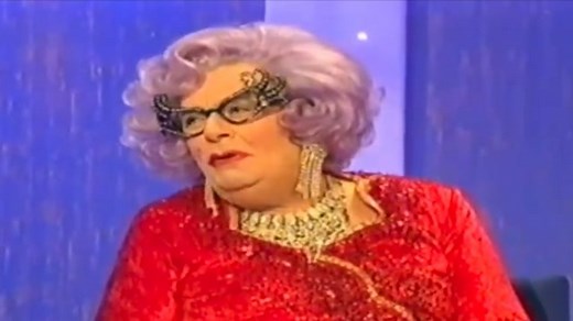 Dame Edna Everage explains her success in America with humility and grace, as only she can 😂 #dameedna #dameednaeverage #barryhumphries #camp #campy #kitsch #kitschy #drag #dragqueen #comedy