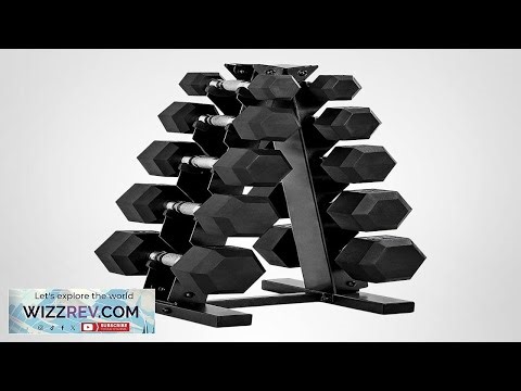 CAP Barbell Rubber Coated Dumbbell Weight Set with Vertical Rack 100