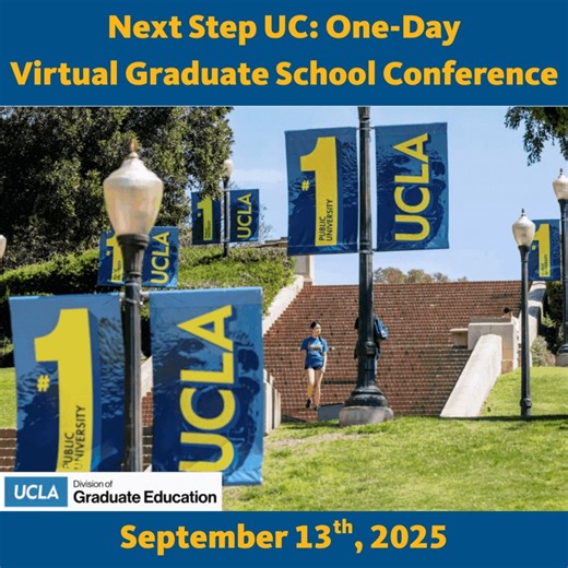 3.1K views · 43 reactions | Thinking about graduate school? Your next step starts here  Join us for Next Step UC, a free, one-day virtual event featuring all 10 University of California campuses. Each campus will share admissions information and how you can learn more about their graduate programs. Next Step UC: One-Day Virtual Graduate School Conference  Saturday, September 13 |  Zoom | 10 am- 4 pm PDT RSVP here  https://bit.ly/4nnADq6 | University of California | Facebook