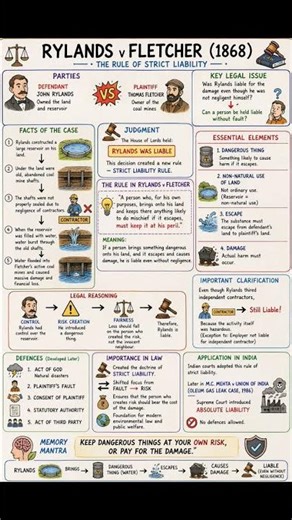 Rylands v Fletcher | Strict Liability Explained in 1 Min” |1 Page cheatsheet #justicejoslin