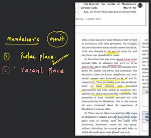 (12) Describe the merits of Mendeleev's periodic table.(March ... | Filo