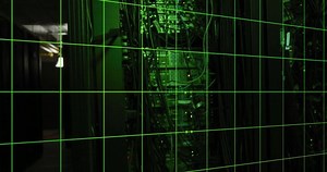 Animation of data processing on black background. network, programming, computers and technology concept digitally generated video.
