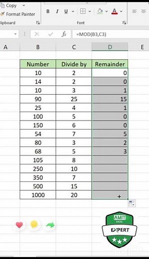 MOD Function #excel #easylearning #viral