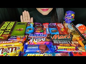 ASMR:EATING CHOCOLATE KITKAT,MUCH NUTS,SNICKERS,DARK MILK+AMUL,DAIRYMILK SILK,TWIX *FOOD VIDEOS*
