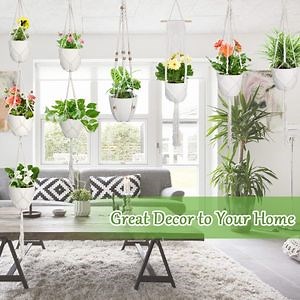 [Hot Item] Woven Cotton Rope Hanging Indoor Planter Baskets for Flowers Plants