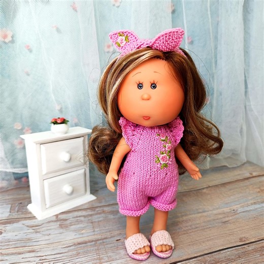 Outfit for Little Mia Nines D'onil 9 Inch Doll: Romper With Rose Embroidery, Headband, and Sandals - Etsy