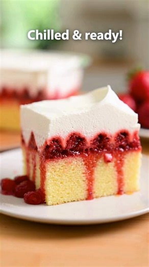 4-Ingredient Vanilla Strawberry Cool Whip Dream Poke Cake Sweet Vanilla Strawberry Cool Whip Dream Poke Celebration Cake Ingredients: 1 box vanilla or white cake mix (prepared according to package directions) 1 cup strawberry pie filling or strawberry topping | Easy Recipes