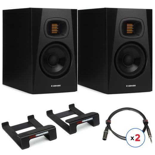 ADAM Audio T5V 5 inch Powered Studio Monitor Pair with Wedge and Cables