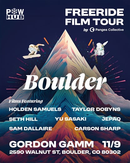 Freeride Film Tour by Pangea Collective 🗓 November 9 The Freeride Film Tour returns to the big screen with this year’s best new ski and snowboard films celebrating world-class athletes, breathtaking backcountry lines, and the stories that define freeride culture. Enjoy an unforgettable night of films, gear giveaways, and connection with the mountain community. 🎟️ Tickets Details: https://thedairy.org/event/freeride-film-tour-by-pangea-collective/ | Dairy Arts Center