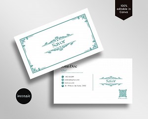 Minimalist Restaurant Business Card Template | Editable in Canva, Photoshop & Photopea | Elegant Design for Dining | Business Card Template - Etsy Australia