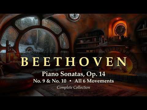 Beethoven - Piano Sonatas Op. 14 Complete (No. 9 & No. 10) | Cozy Fireplace | Study & Focus Music