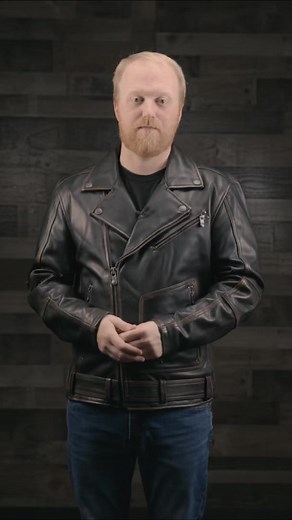 2.2K views · 12 reactions | THE WRAITH - Looking for a stylish vintage motorcycle leather jacket? Then the New Wrath Motorcycle Jacket is for you!! With the classic asymmetrical zip, tons of pockets and heavy duty YKK zippers. It’s got armor pockets for CE-2 rated armor, conceal carry pockets, and a zip out thermal liner, too! | First Manufacturing Co. | Facebook