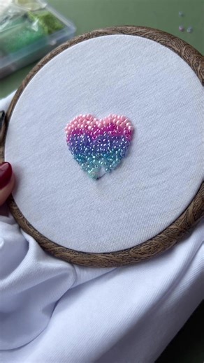 Beaded Heart Design: Embroidered Clothing with Spring Flowers