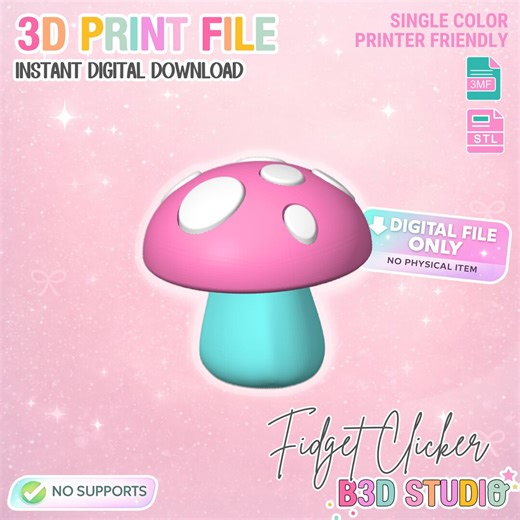 Mushroom Fidget Clicker 3D Print File (STL & 3MF Digital Download) - Etsy