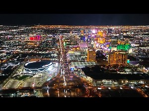 Aerial view of the Las Vegas Strip at night - taking off from Harry Reid Airport 4k