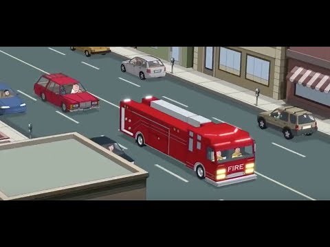 Family Guy - Peter Tailgating a Fire Truck!