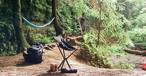 Ultralight folding Campster chair packs tiny, unfurls to full height