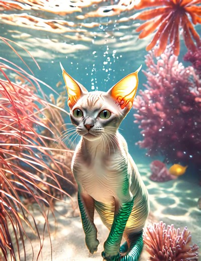 Devon Rex Kittens in Adorable Mermaid Costumes