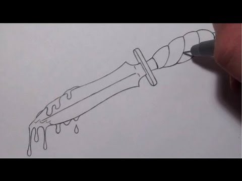 How To Draw a Knife With Blood Dripping From Blade