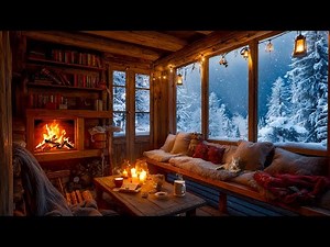 Peaceful Winter Cabin | Warm Fireplace Glow and Gentle Snow Sounds for Comfort and Deep Sleep