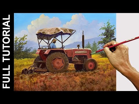Step by Step Painting Tutorial : How to Paint A Tractor in Acrylics / JMLisondra