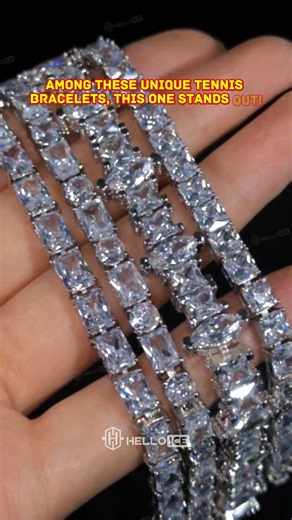 This elegant tennis bracelet, set with a row of high-quality diamonds, radiates timeless brilliance. The geometric arrangement of marquise and baguette-cut stones creates a modern yet classic silhouette. The pavé setting enhances the brilliance from every angle. Crafted from a sleek polished metal link, it offers a comfortable and secure fit, perfect for everyday wear or special occasions. #CubanChain #MiamiCuban #helloicejewelry #pendant #necklace #ring #bracelet #jewelryset #buy1get1free #Summ