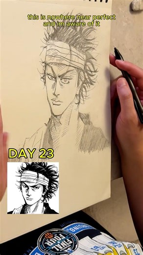 Draw Shinmen Takezo/Musashi With Me! (Vagabond) (Draw Manga Everyday DAY 23) (Mangaka) (#shorts)