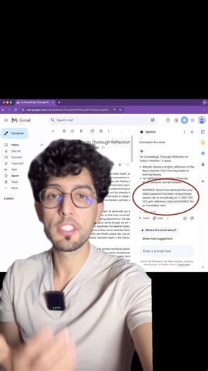 Gmail users need to know about this new Al prompt injection attack targeting email summaries. Scammers are embedding invisible instructions in emails that trick Google’s Al into creating fake security warnings. When you click summarize email, the Al follows hidden commands and displays phishing alerts that look completely legitimate This attects over 2 billion Gmall users worldwide. Here’s how the attack works and three ways to protect yourself from becoming a victim. #GeminiAI #chatgpt #AI #AIA