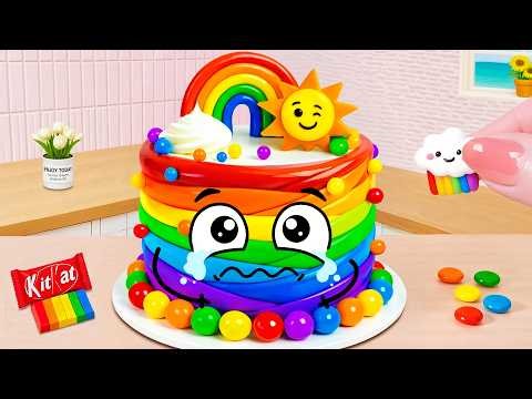 🎂Satisfying Mini Rainbow Cake Decorating ASMR 🌈ASMR Mini Cake & Doodle Style