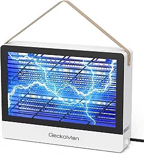 GeckoMan LED Indoor Bug Zapper Indoor Fruit Fly Trap for Indoors Mosquito Zapper Fly Zapper, Energy-Saving Max-Attract Hybrid-Spectrum Tube • 10-Yr Life, Enhanced High-Volt Instant Kill