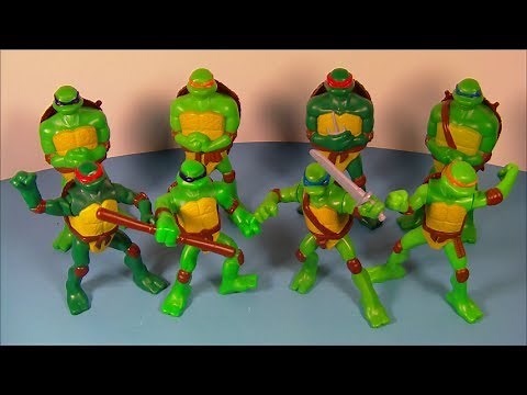 2007 TEENAGE MUTANT NINJA TURTLES SET OF 8 McDONALD'S HAPPY MEAL COLLECTIBLES VIDEO REVIEW