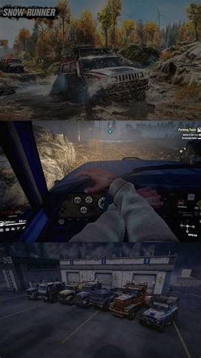 #620 Snow Runner Towing Trailer To Farm Full With Farming Tools In Middle Of Night #shorts #gaming