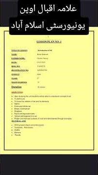 40 lesson plan AIOU code 8608 / 6997 English Urdu science math