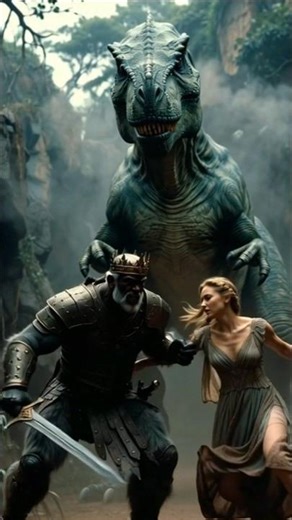 Hero vs Dinosaur: Epic Rescue Scene!