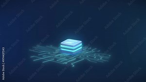 Artificial Intelligence cloud computing data transfer technology concept motion graphic animation 4k quality.